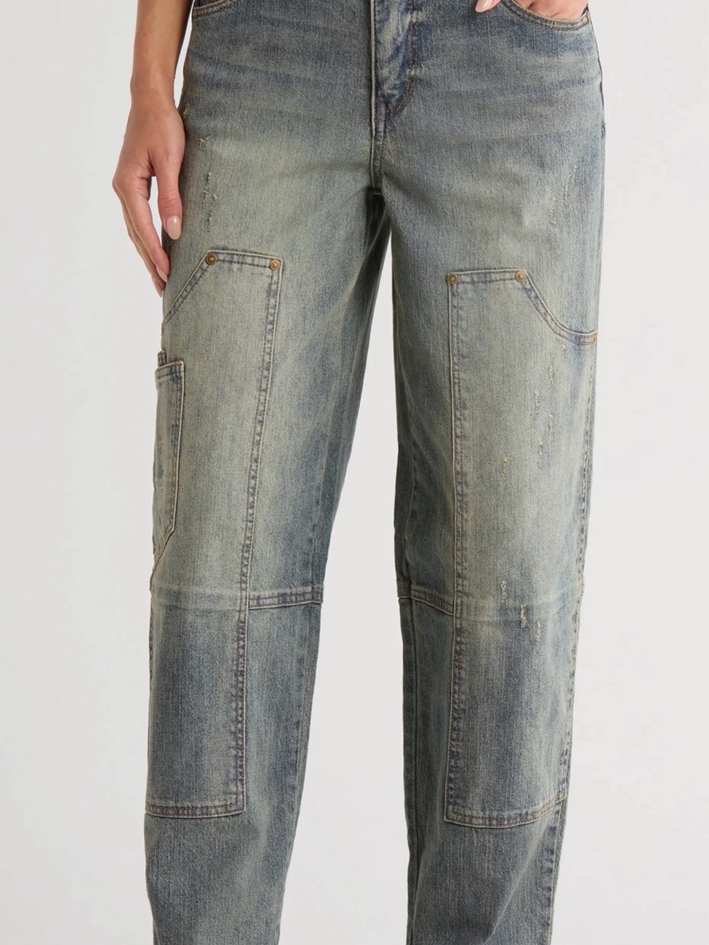 Democracy cropped barrel leg Women's Jeans in Faded Blue